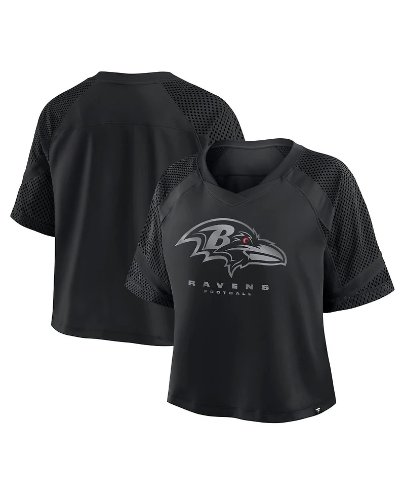Fanatics Women's Baltimore Ravens Oversized Raglan V-Neck Blackout Fashion Jersey