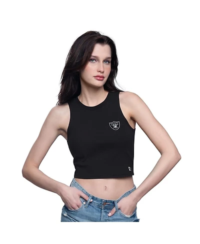 Starter Women's Black Las Vegas Raiders Show Up Cropped Tank Top