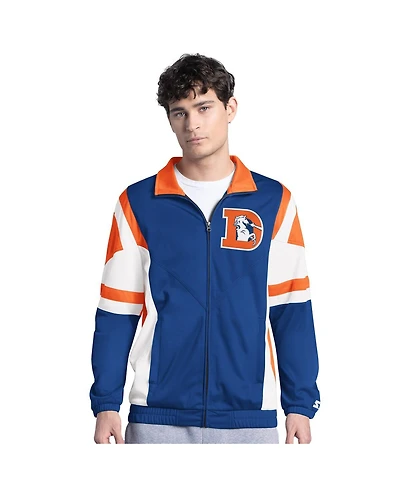 Starter Men's Blue/Orange Denver Broncos Contender Vintage Logo Full-Zip Track Jacket