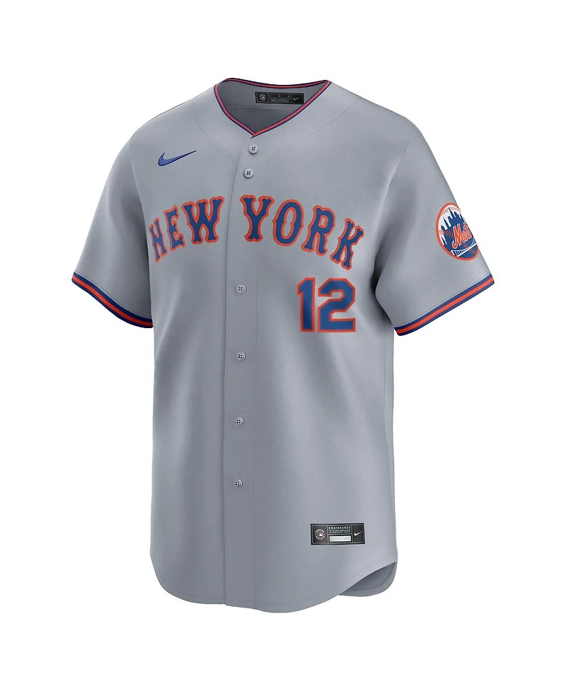 Nike Men's Francisco Lindor Gray New York Mets Road Limited Player Jersey