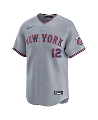Nike Men's Francisco Lindor Gray New York Mets Road Limited Player Jersey