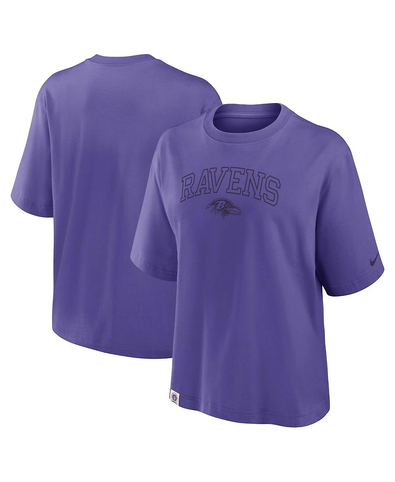 Nike Women's Purple Baltimore Ravens Glory Arch Boxy T-Shirt