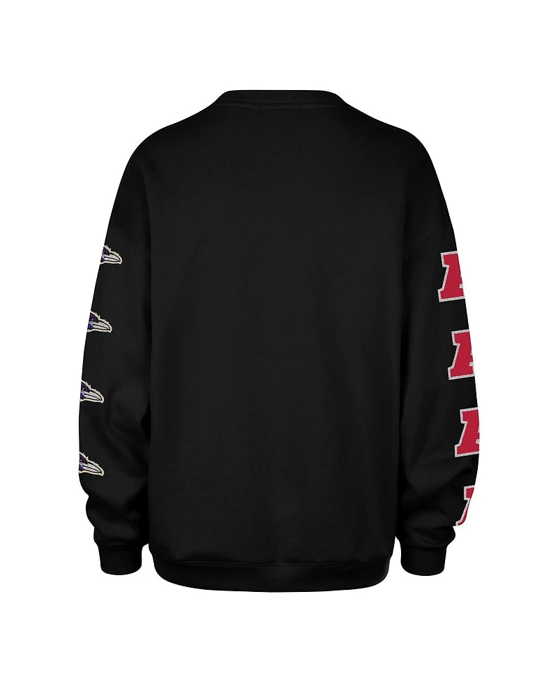 '47 Brand Women's Black Baltimore Ravens Go Big Oversized Pullover Sweatshirt
