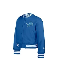 New Era Big Boys and Girls Blue Detroit Lions Chenille applique Fleece Full-Snap Jacket