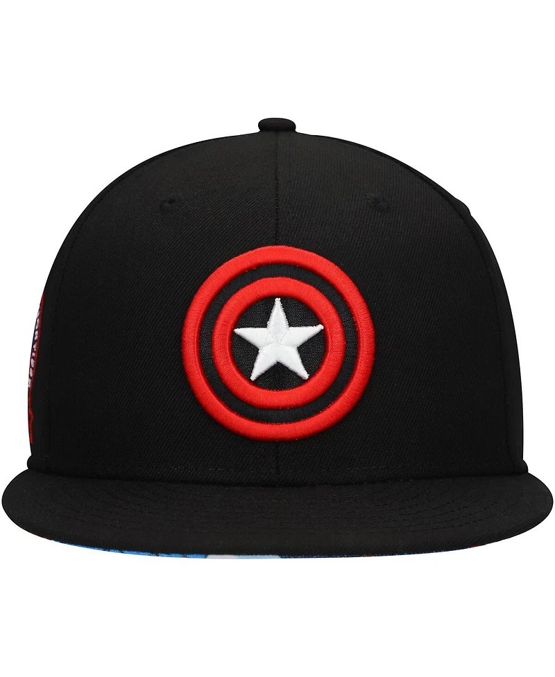 Lids Big Boys and Girls Black Captain America Marvel 60th Anniversary Snapback Hat