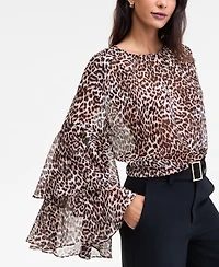 I.n.c. International Concepts Petite Ruffled-Sleeve Blouse, Macy's Exclusive
