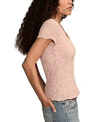 Lucky Brand Women's Textured Sweetheart Neck Babydoll Top