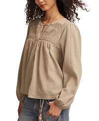 Lucky Brand Women's Peasant Button Down Blouse