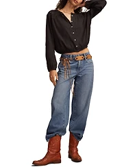 Lucky Brand Women's Long Sleeve Pintuck Bubble Top