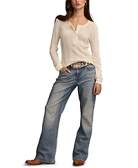Lucky Brand Women's Pointelle Henley Sweater