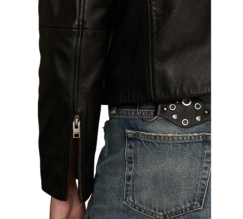 Lucky Brand Women's Zip Up Leather Jacket