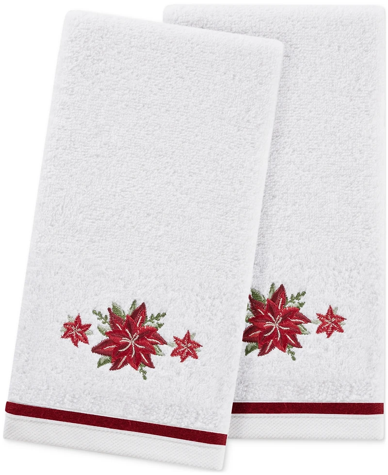 Decor Studio Holiday Poinsettias Turkish Cotton 2-Pc. Hand Towel Set, 16" x 28"