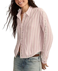 Lucky Brand Women's Lace-Trim Button-Down Cotton Shirt