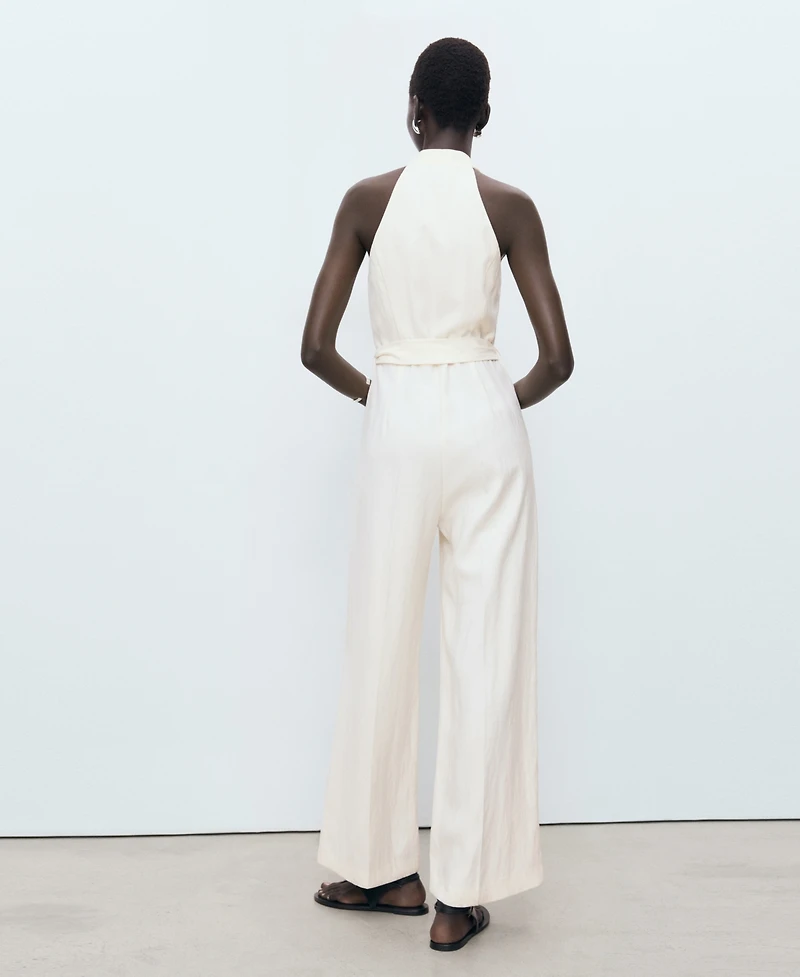 Mango Women's Belted Halter Neck Jumpsuit
