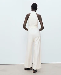 Mango Women's Belted Halter Neck Jumpsuit