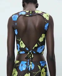 Mango Women's Open-Back Floral Blouse