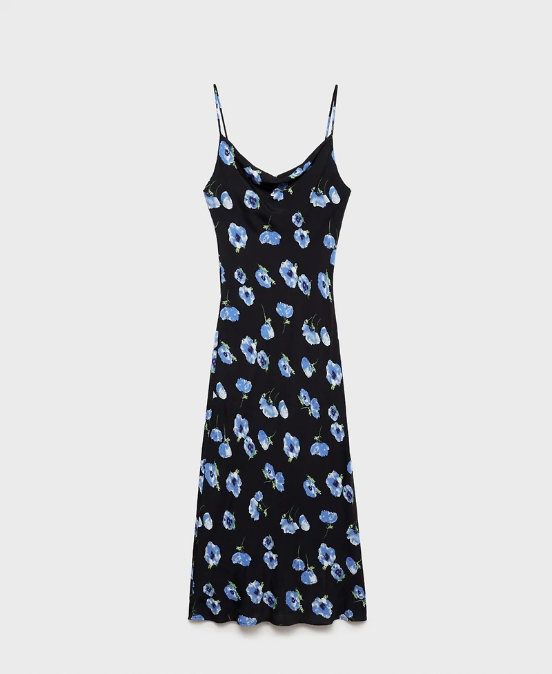 Mango Women's Draped Neckline Long Dress