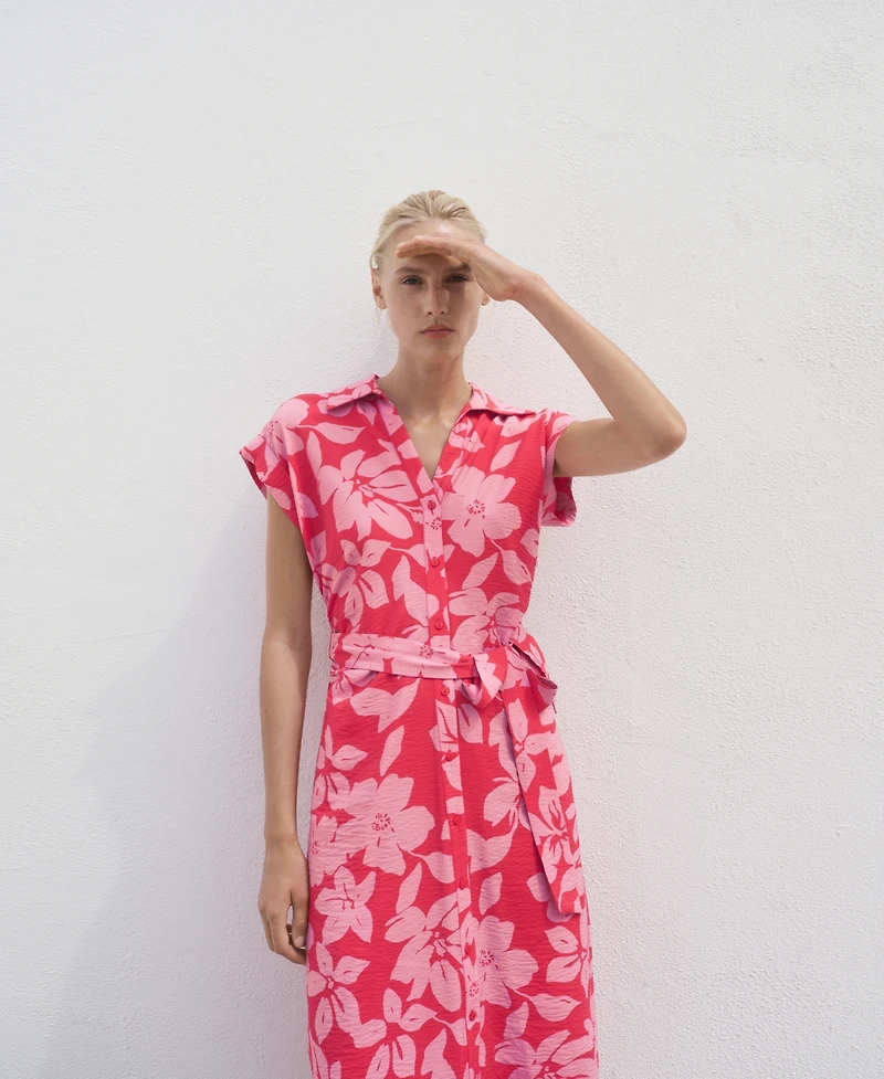 Mango Women's Floral Print Shirt Dress