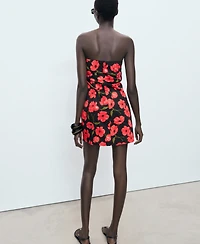 Mango Women's Strapless Floral Dress