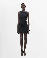 Mango Women's Short Draped Linen Dress