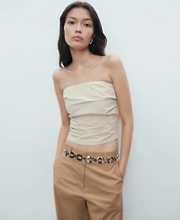 Mango Women's Mid-Rise Wide Leg Cotton Pants
