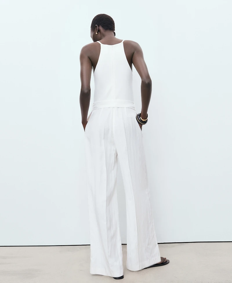 Mango Women's Belted Long Lyocell Jumpsuit