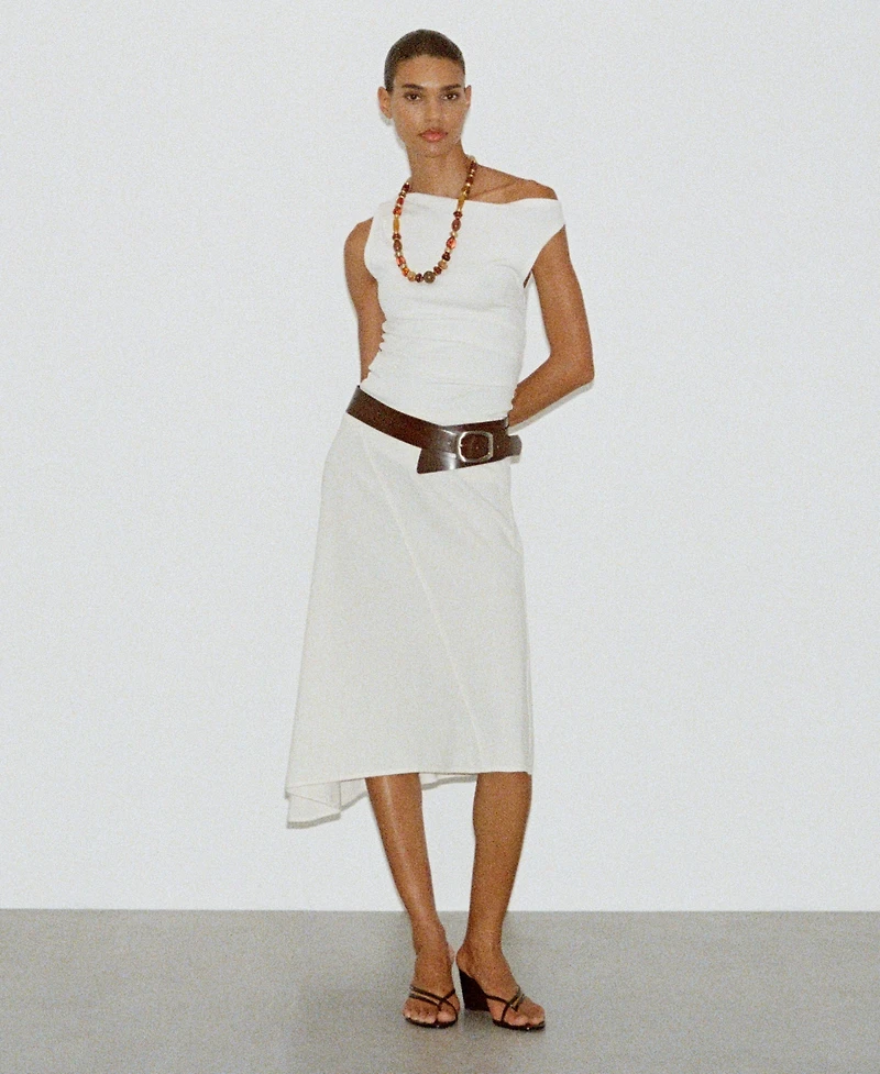 Mango Women's Asymmetrical Cotton Midi Skirt