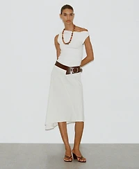 Mango Women's Asymmetrical Cotton Midi Skirt