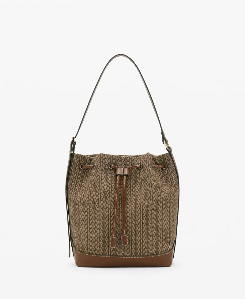 Mango Women's Printed Logo Bucket Bag