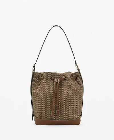 Mango Women's Printed Logo Bucket Bag