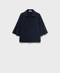 Mango Women's Oversized Three-Quarter Sleeve Shirt