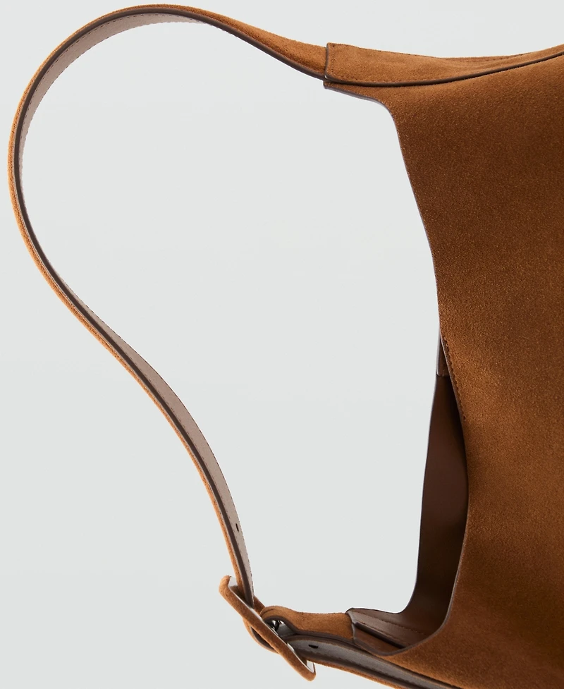 Mango Women's Large Suede Leather Shopper Bag