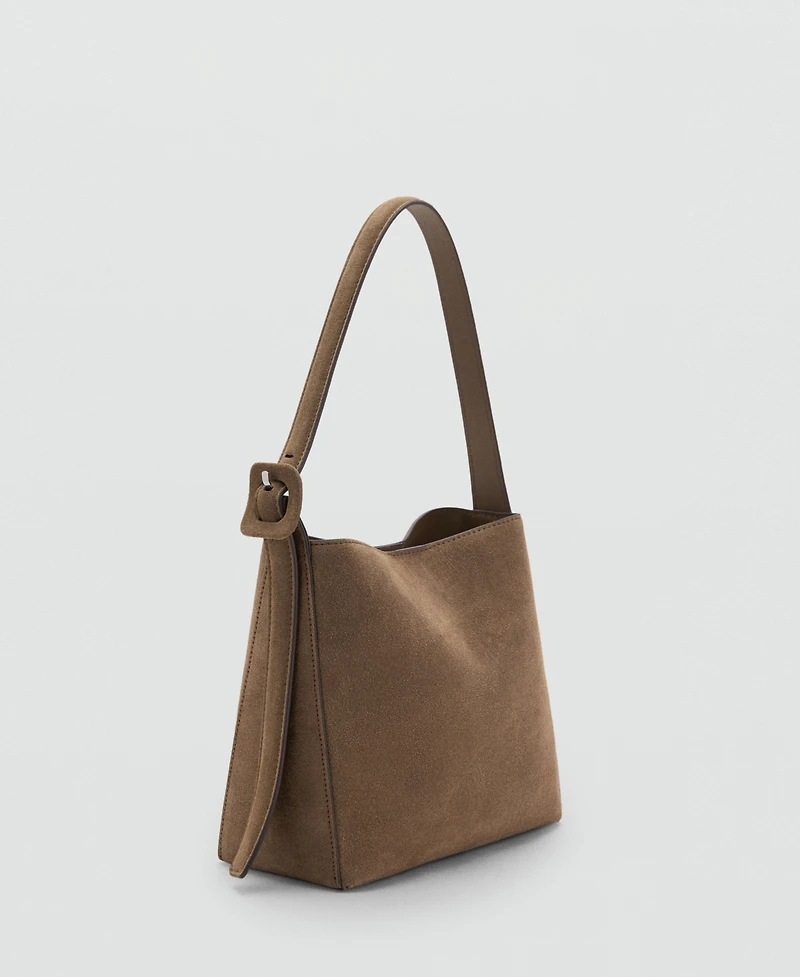 Mango Women's Suede Leather Shopper Bag