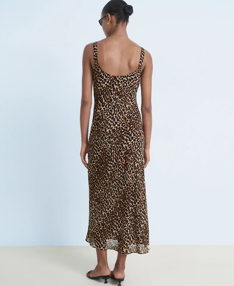 Mango Women's Animal-Print Midi-Dress