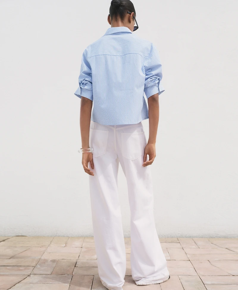 Mango Women's Rhinestone Cropped Shirt