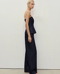 Mango Women's Denim Peplum Top