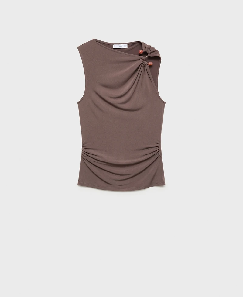 Mango Women's Jewel Detail Ruched Top