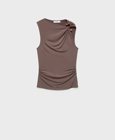 Mango Women's Jewel Detail Ruched Top