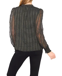 CeCe Women's Smocked Cuff Ruffle Top