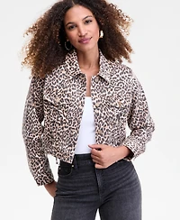 I.n.c. International Concepts Women's Leopard-Print Lace-Up Denim Jacket, Macy's Exclusive