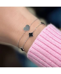 The Lovery Mini Onyx Clover Bracelet 14K White Gold