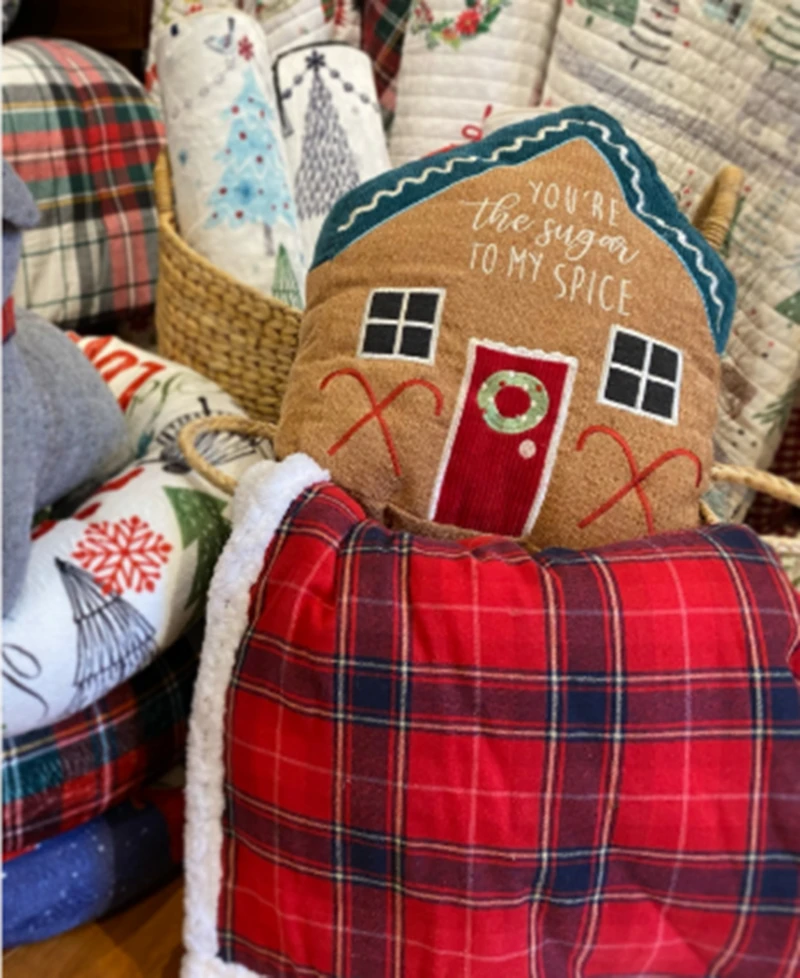Levtex Gnome for the Holidays Gingerbread House Decorative Pillow, 11" x 15"