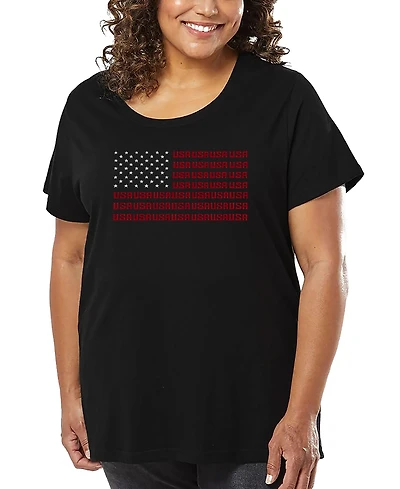 La Pop Art Plus Usa Flag Word T-Shirt