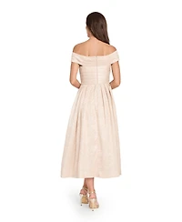 Tahari Asl Women's Crushed Taffeta Off-The-Shoulder Midi Dress
