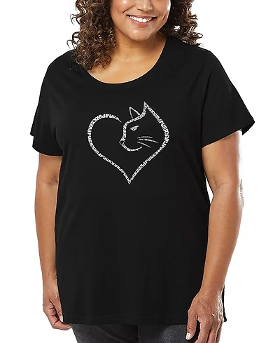 La Pop Art Plus Cat Heart Word T-Shirt