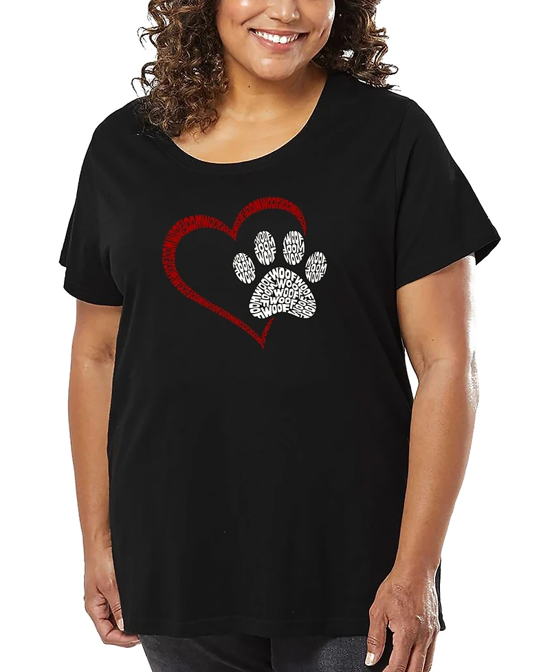 La Pop Art Plus Paw Heart Word T-Shirt