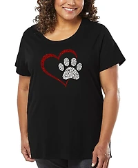 La Pop Art Plus Paw Heart Word T-Shirt