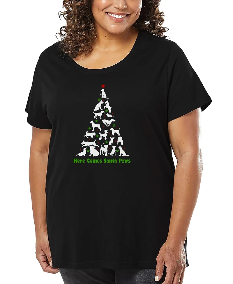 La Pop Art Plus Here Comes Santa Paws Word T-Shirt