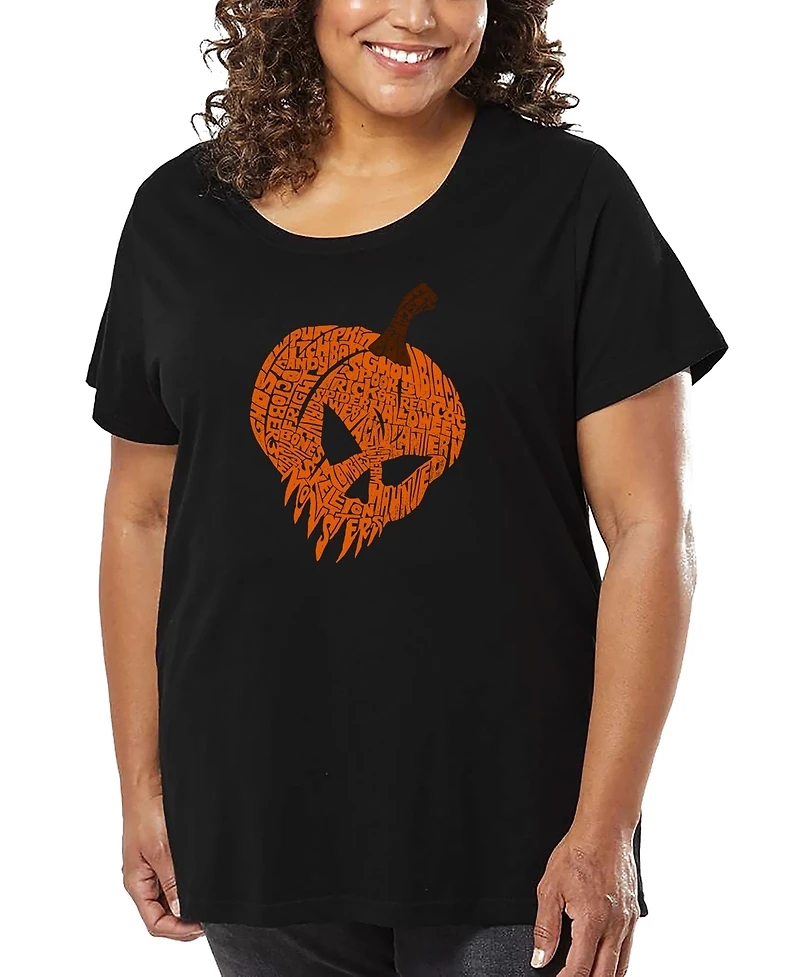 La Pop Art Plus Evil Pumpkin Word T-Shirt