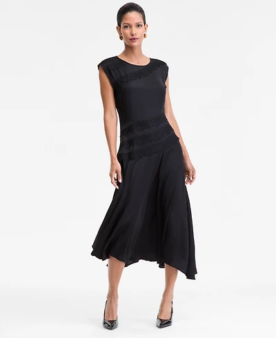 I.n.c. International Concepts Women's Lace Stripe Midi Dress, Macy's Exclusive